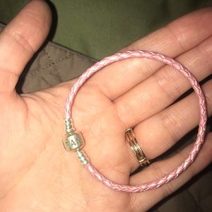 Pink leather pandora bracelet